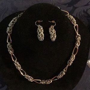 Ann Taylor Vintage set of Necklace and Earring Silver Tone Link Chain.